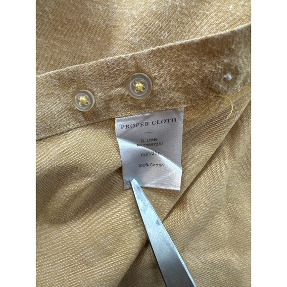 Mens 2XL Proper Cloth 100% Cotton Buttn Down Long Sleeve Shirt Yellow Super Soft - Picture 3 of 7